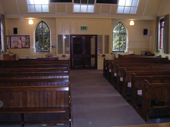 Inside Redbourn Methodist Church looking towards the door